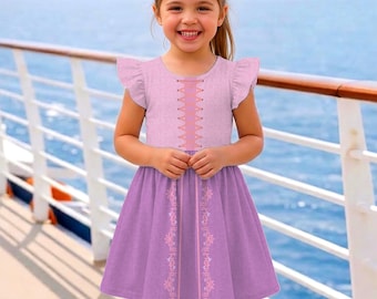 Rapunzel Princess Costume Ruffle Dress, Disney Princess Cosplay Dress, Disneyland Vacation Trip 2026