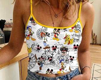 Mickey Donald Daisy Pirate Map Disney Wish Cruise Spaghetti Strap Tank Top, Pirate Disney Cruise Top, Disney Summer Trip 2026