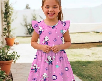 Gwen Stacy Spidey Ruffle Dress, Marvel Spider Man Girls Summer Dress, Disneyland Vacation Trip 2026