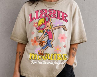 Don't Let The Smile Fool You Gradient Washed Oversize T-Shirt, Lizzie McGuire Inspired Tee, Y2K Retro Oversize Graphic Top