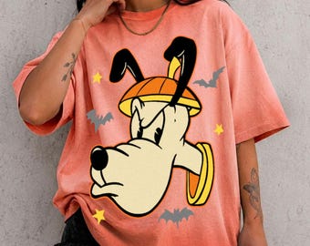 Pluto Big Face Halloween Gradient Washed Oversize T-Shirt, Spooky Disney Halloween Shirt, Disney Vacation Shirt