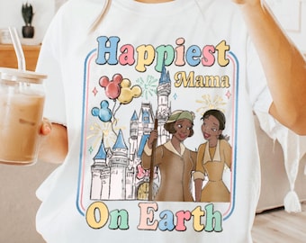 Camiseta de Tiana y Eudora, la mamá más feliz del mundo, color cómodo, camiseta de príncipes y ranas, Feliz Día de la Madre, viaje de vacaciones familiares 2026