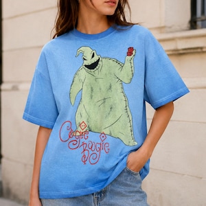 Ready To Oogie Boogie Gradient Washed Oversize T-Shirt, The Nightmare Before Christmas Tee, Disney Halloween Shirt image 1