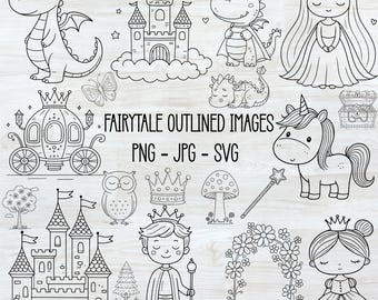Prinsessprookje SVG PNG-bundel: (direct downloaden)