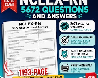 NCLEX RN 5600+ oefenvragenbank 2026 met beweegredenen | Studiegids voor verpleegkundig examen (pdf)
