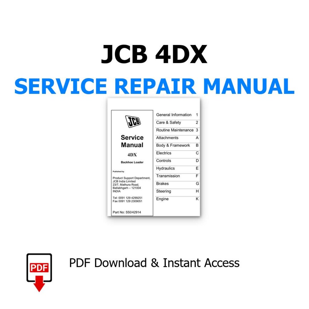 JCB 4DX Backhoe Loader Service Manual Download PDF, Repair Guide and ...