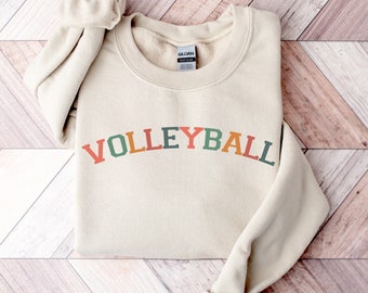 Volleyball Sweatshirt College Font Retro Sweatshirt Simple Varsity Letters Trendy Sweatshirt for Women Gift for Her Sport Sweater