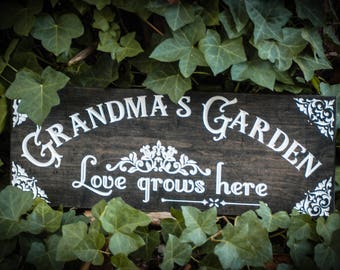 Grandma's Garden Genuine Carved Wood Wood sign