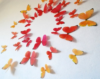 3D Fire Morphos Wall Butterflies- Set of 30