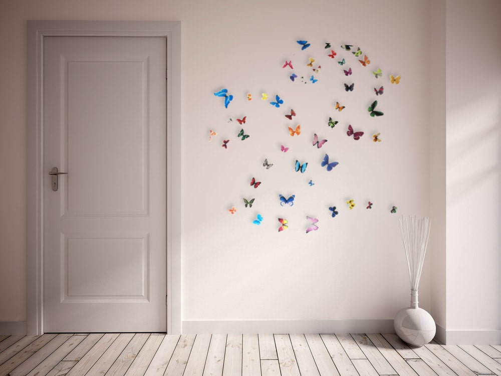 3D Realistic Wall Butterflies - Set Of 50 Various Sizes & Colors