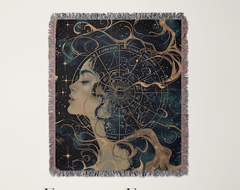 Zodiac Woven Blanket Astrology Tapestry Gift For Astrologer Witchy Blanket Gift For Roommate Astrology Blanket Celestial Blanket
