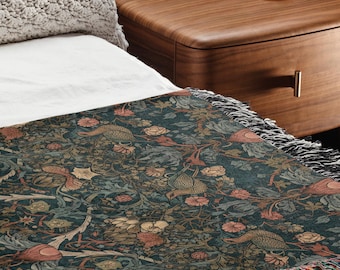 William Morris Woven Blanket Floral William Morris Tapestry Fall Blanket Floral Blanket Craftsman Style