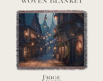 Diagon Alley Woven Blanket Wizard Tapestry Gift Wizarding World Fall Blanket Hogwarts Blanket