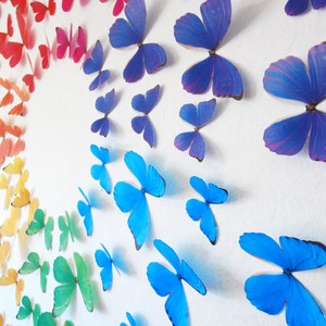 3D Rainbow Wall Butterflies- Set of 70