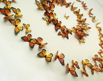 3D Wall Art Realistic Monarch Butterflies - Set of 100
