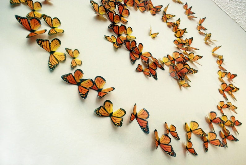 3D Wall Art Realistic Monarch Butterflies Set of 100 Etsy