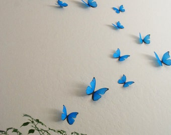 3D Cyan Wall Butterflies- Set of 20