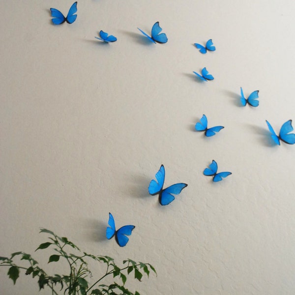 3D Cyan Wall Butterflies- Set of 20