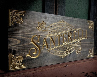 Personalized Carved Solid Wood Family Name Sign