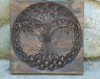 Genuine Wood Carved Celtic Tree of Life