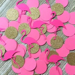 Flamingo Confetti - Pink and Gold Tropical Party - Let&#39;s Flamingle Party Decor - Birthday Party Table Scatter - Set of 135 Pieces