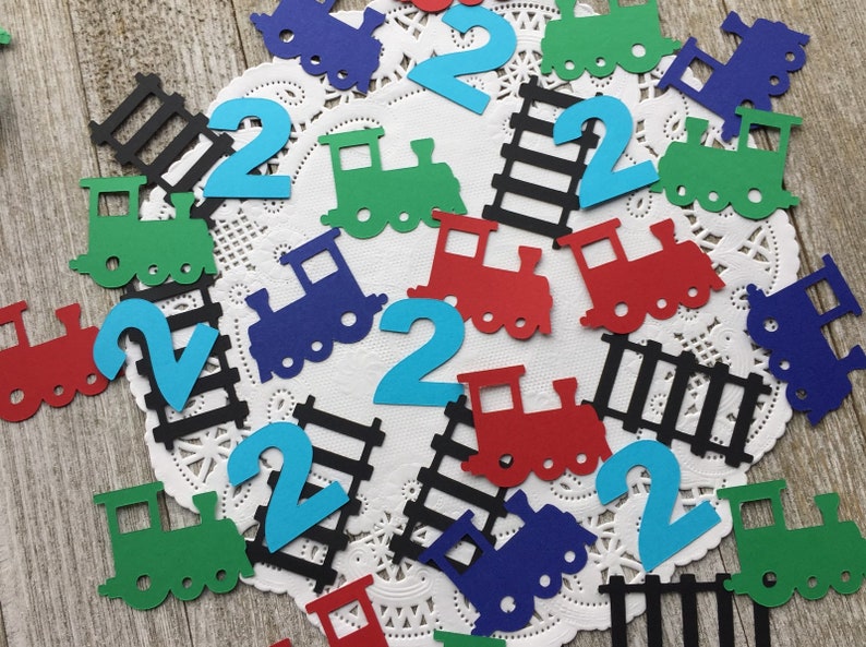 Second Birthday Party Chugga Chugga Two Two Theme Train Confetti Toddler Birthday Railroad Party