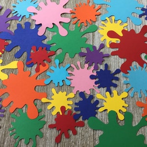 Rainbow Art Party Paint Splatter Confetti - 3 Sizes of Splatter Per Set - Table Scatter - Gift Tags -  (60 Pieces Per Set)