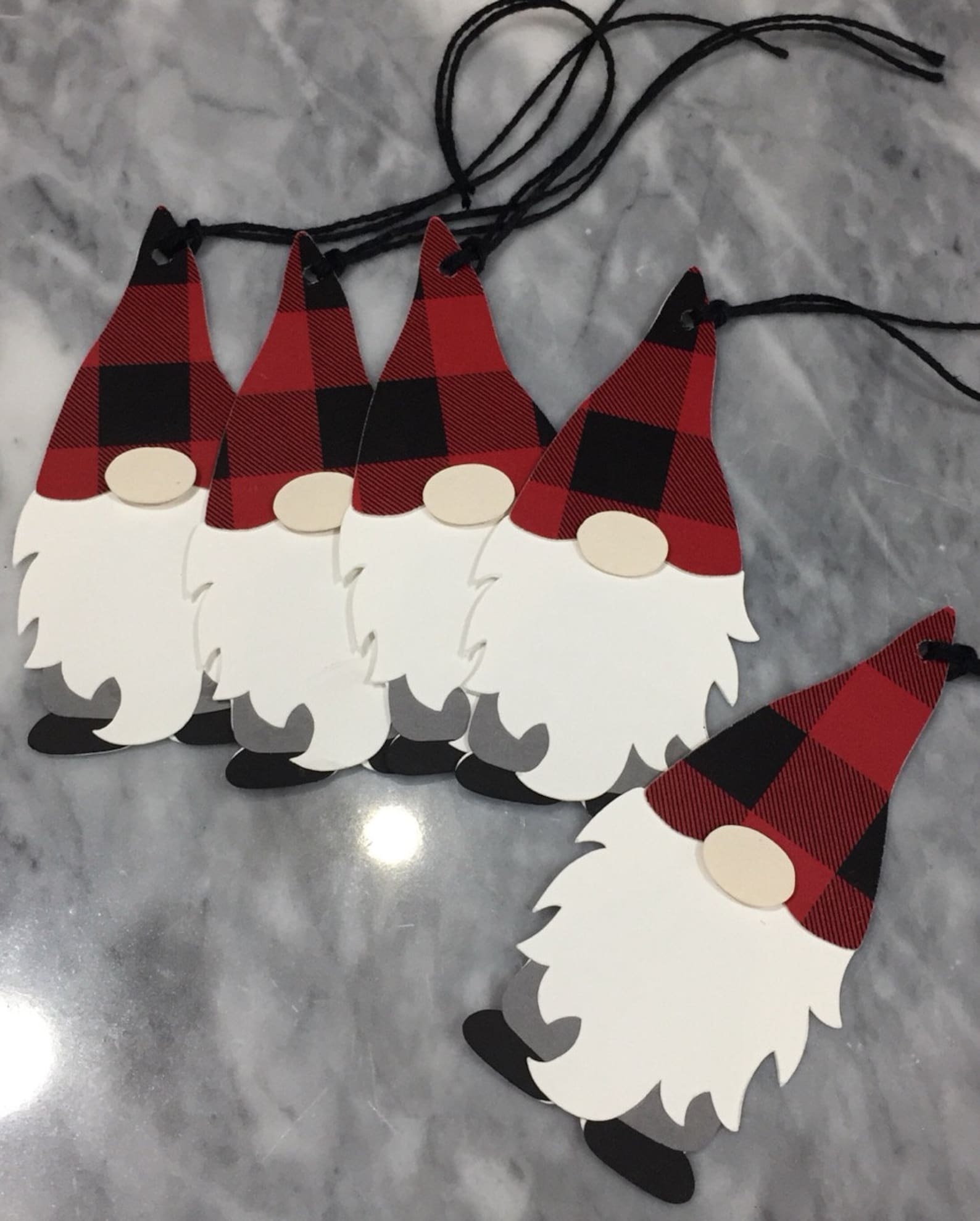 Gnome Gift Tags Holiday Gnome Tags Set of 6 Red & Black Etsy