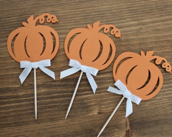Little Pumpkin Cupcake Toppers - Decoraciones de primer cumpleaños de Lil Pumpkin - Our Little Pumpkin is One Party