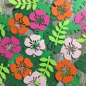 Tropical Floral Confetti - Luau Party Decorations - Jungle Party Table Scatter - Hawaiian Party Decor - Tropical Theme Decor