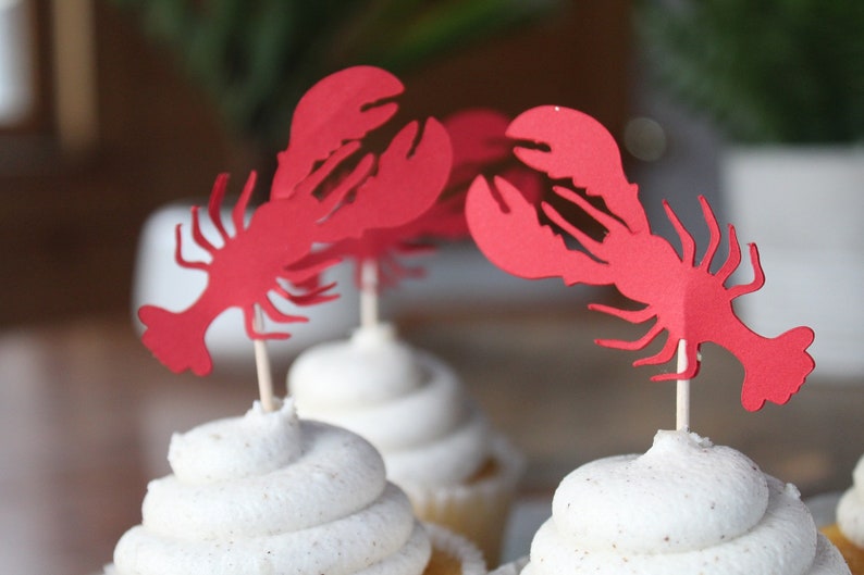 Lobster Cupcake Toppers Nautical Themed Cupcake Toppers | Etsy