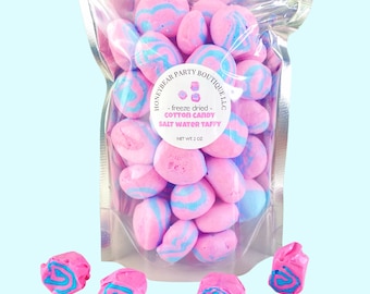 Freeze Dried Cotton Candy Salt Water Taffy - FREE SHIPPING - Freeze Dried Candy Bites - Pink and Blue Cotton Candy