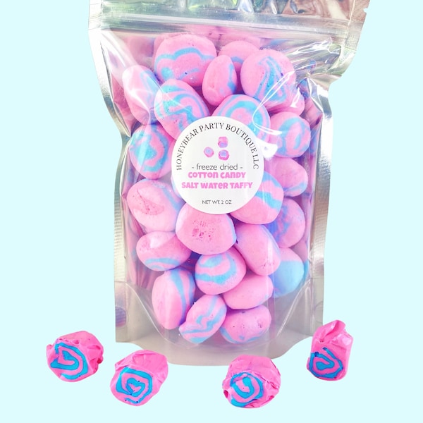 Freeze Dried Cotton Candy Salt Water Taffy - FREE SHIPPING - Freeze Dried Candy Bites - Pink and Blue Cotton Candy