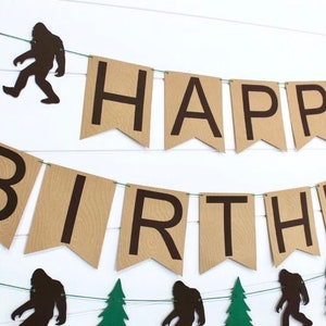 Bigfoot Happy Birthday Banner - Sasquatch Banner - Birthday Decorations - Skunkape Birthday Banner - Bigfoot Birthday decorations