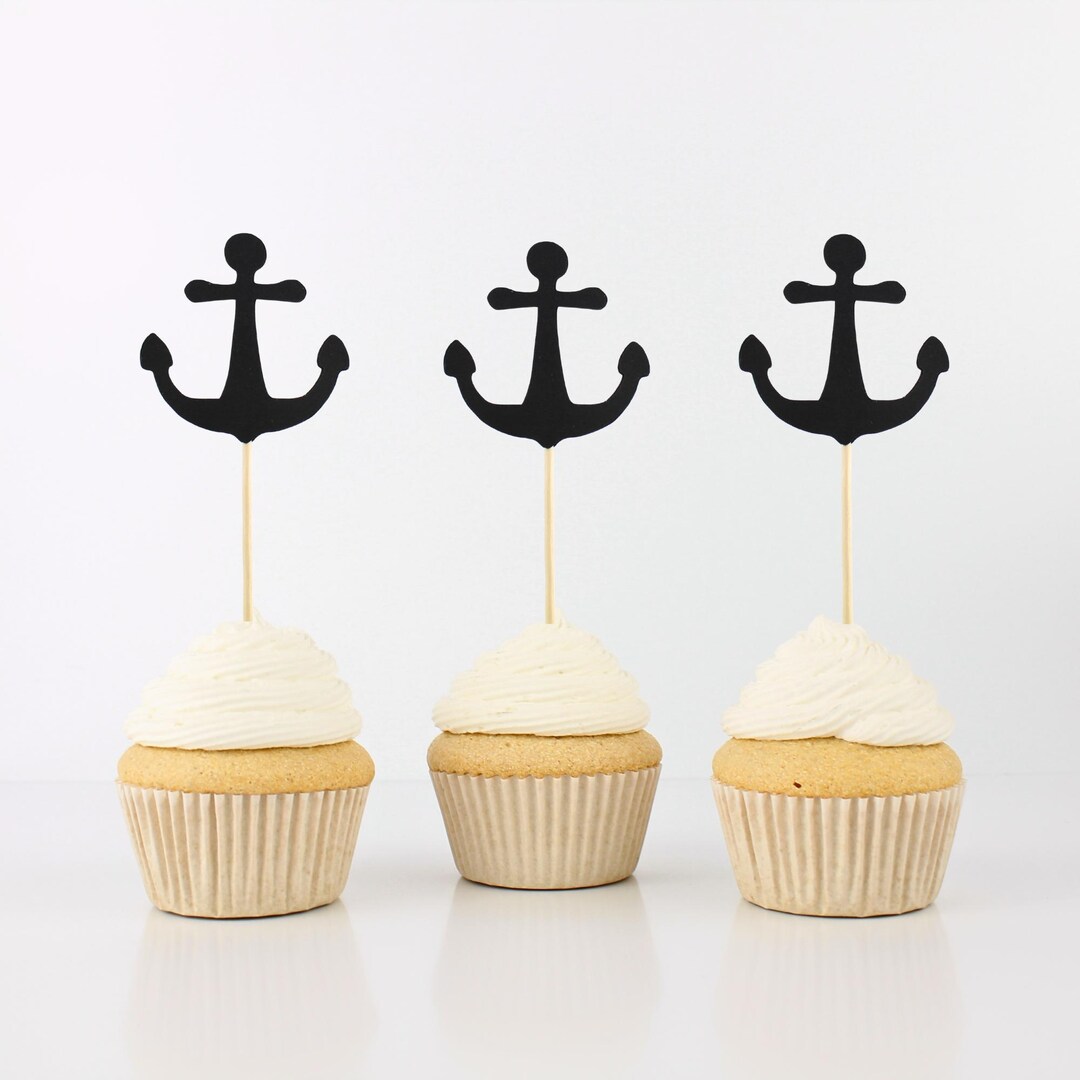 Many Toppers Anchor Cupcake Toppers - Many Colors - Nautical Baby Shower - Beach ...