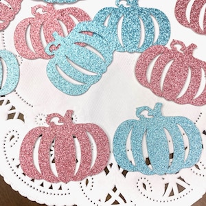 Confettis à la citrouille - Fête de révélation de genre rose et bleue - Confettis de révélation de genre d’automne - Révélation de genre d’Halloween