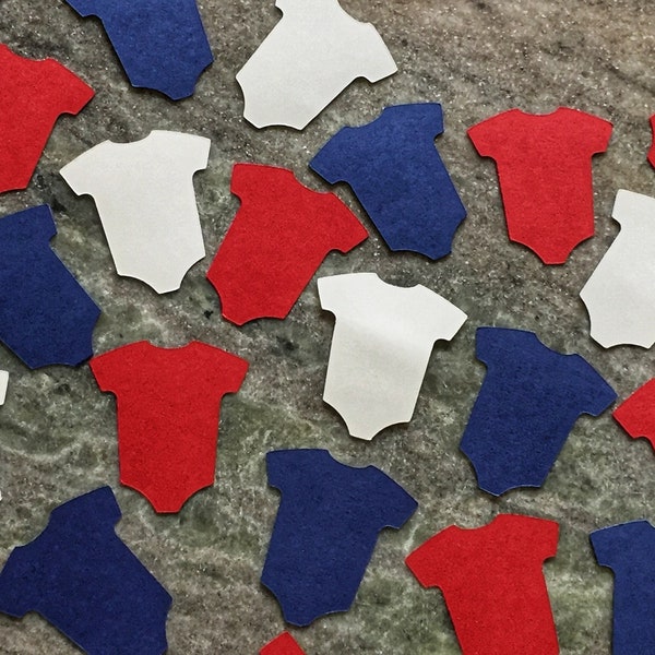 Red White and Blue Baby Onesie - Baby Outfit Confetti - Baby Shower Decor - Choose Your Colors!