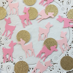 Rosa und Gold Hirsch Konfetti - Wald Konfetti - Hirsch Baby Shower - Kleiner Hirsch Geburtstag Party - Rosa Reh Konfetti