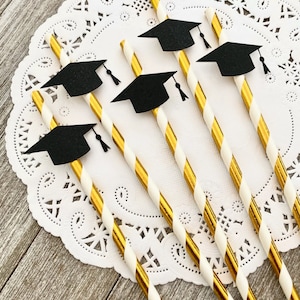 Graduation Paper Straws - Choose Your Cap Color - Graduation Party Decor - High School Graduate - College Graduation - University Grad Party