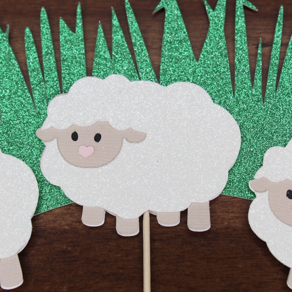 Sheep Cupcake Toppers - Food Picks - Party Picks - Little Lamb Baby Shower Appetizer Picks  - Gender Neutral Baby Shower Decorations