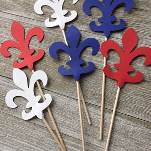 Fleur De Lis Red White Blue Centerpiece Picks - Scouts Centerpiece Decorations image 4