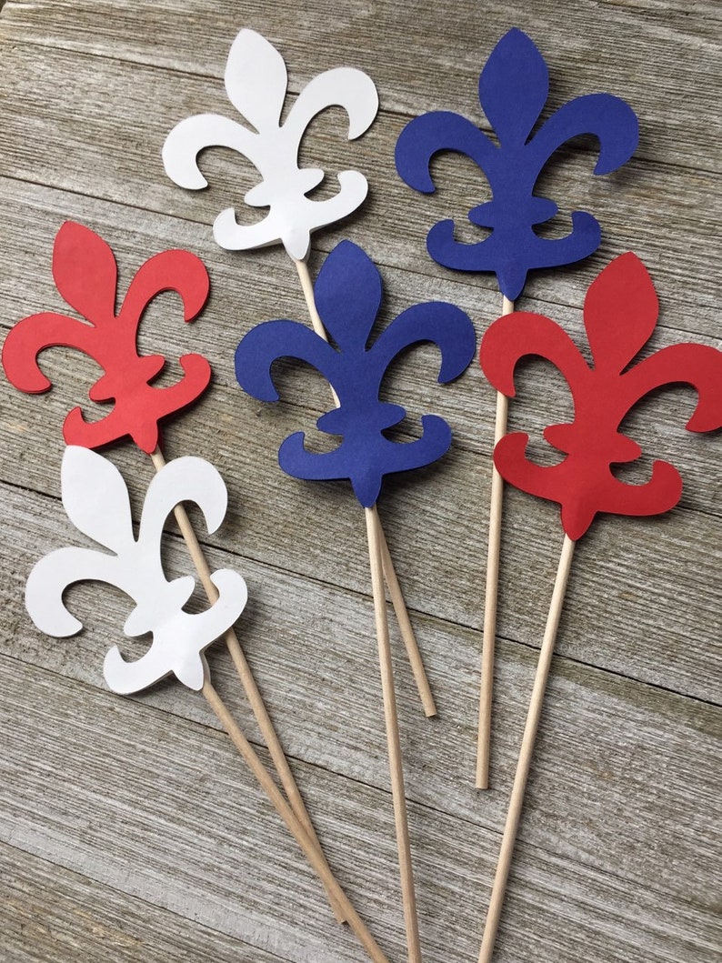 Fleur De Lis Red White Blue Centerpiece Picks - Scouts Centerpiece Decorations image 4