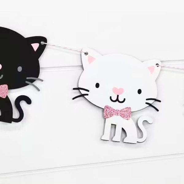 Cat Garland - Premium Handcrafted - Kitten Party - Cat Party Decorations - Kitten Banner