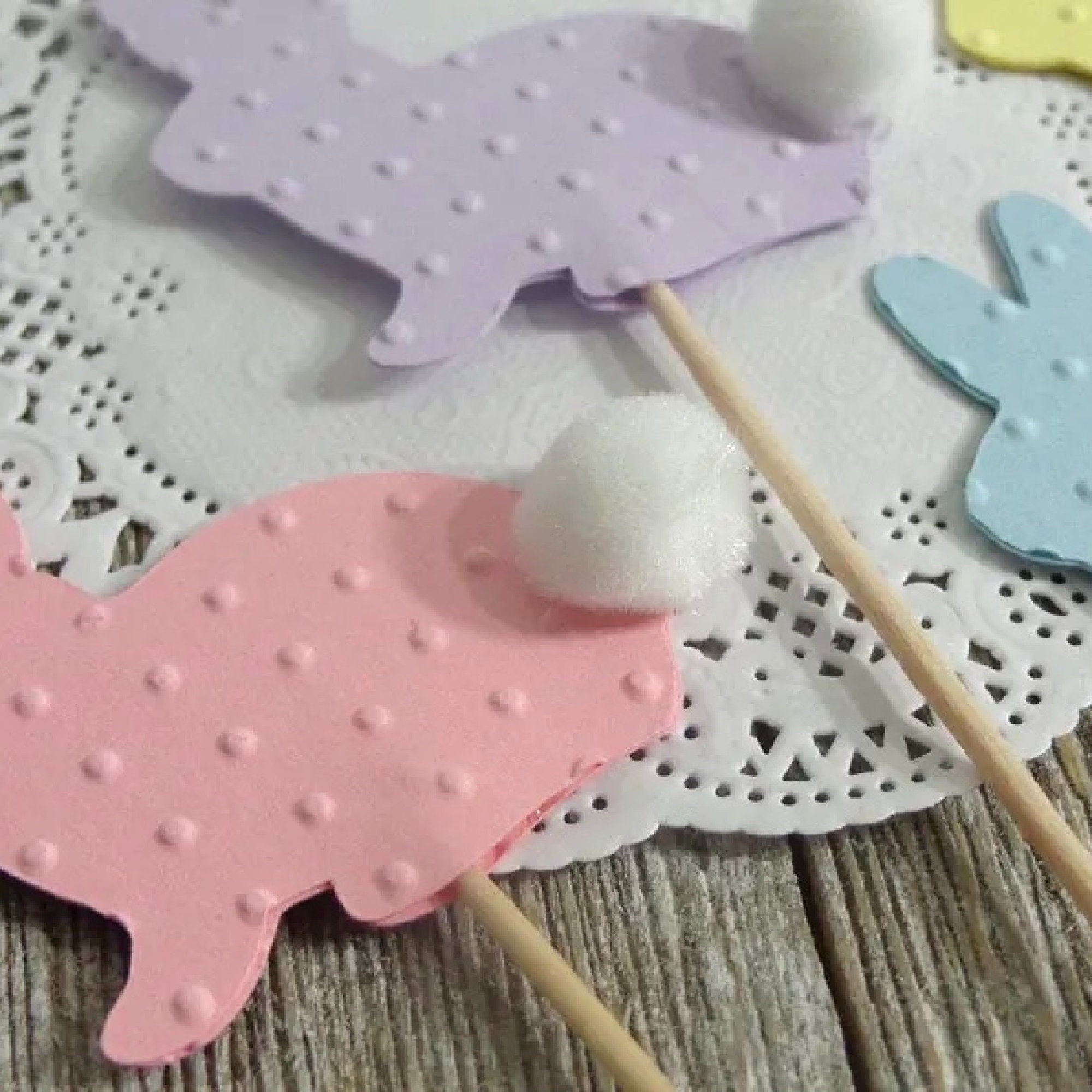 Pastel Bunny Rabbit Cupcake Toppers - Food Picks - Party Picks -easter ...