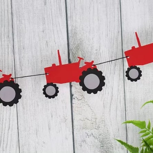 Red Tractor Garland - Premium Handcrafted - Farm Theme Party - Tractor Theme Party