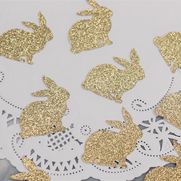 Gold Bunny Confetti - Some Bunny is One Party Decorations - Choose Your Glitter Color - Easter Party Decorations - Bunny Party Decorations