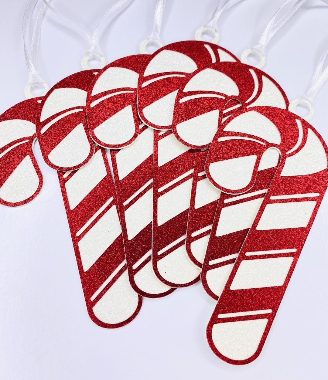 Candy Cane Gift Tags - Red Glitter Candy Cane Holiday Tags - Red ...