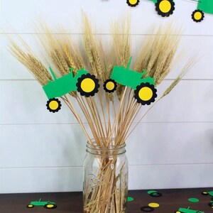 Green and Yellow Tractor Centerpiece Picks - Farm Theme Party - Tractor Theme Party - Tractor Party -