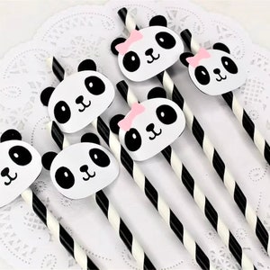 Cannucce di carta a forma di orso panda - Decorazioni per feste a tema panda - Decorazioni per feste a tema panda - Tema per feste a tema orso panda