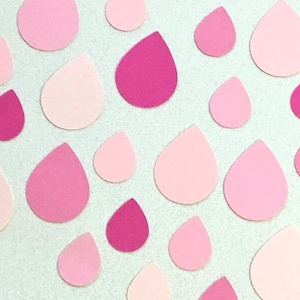 Mixed Pink Raindrop Confetti - 1&quot; & 1.5&quot; raindrops - Baby Girl Shower - Baby Sprinkle Party Decorations - April Showers - Set of 150 Pieces